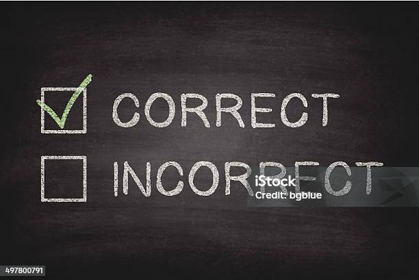 Wrong Incorrect Box Correct Or Incorrect Checkboxes On Blackboard Chalkboard Stock ...