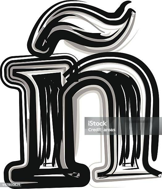 Freehand Typography Letter Ñ Stock Illustration - Download Image Now - Abstract, Alphabet, Alphabetical Order