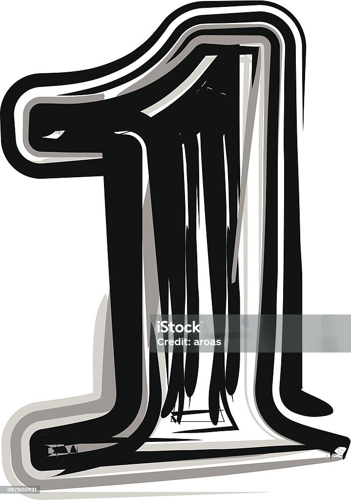 Freehand Typography Number 1 Stock Illustration - Download Image Now