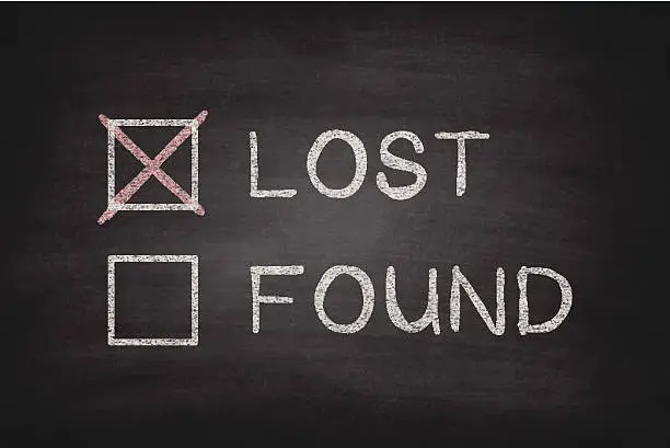 Vector illustration of Lost or Found Checkboxes on Blackboard - Chalkboard