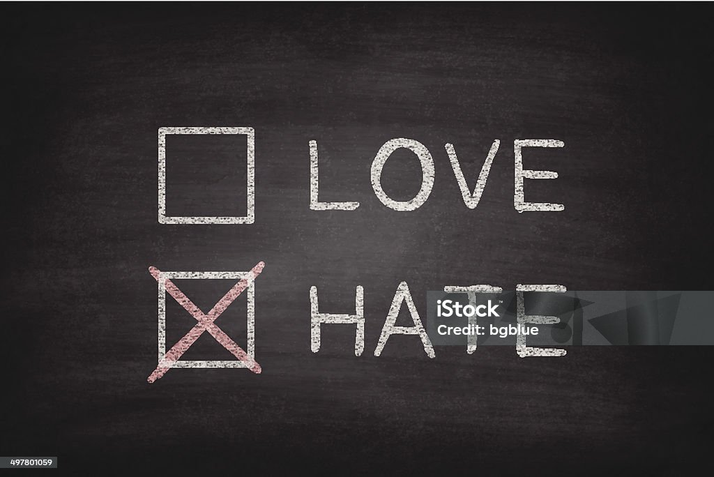 Amor o odio casillas en pizarra-Chalkboard - arte vectorial de A cuadros libre de derechos