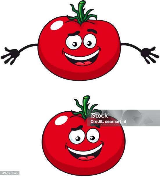 Two Happy Tomatoes Illustration Stock Illustration - Download Image Now - Anthropomorphic Smiley Face, Cartoon, Characters