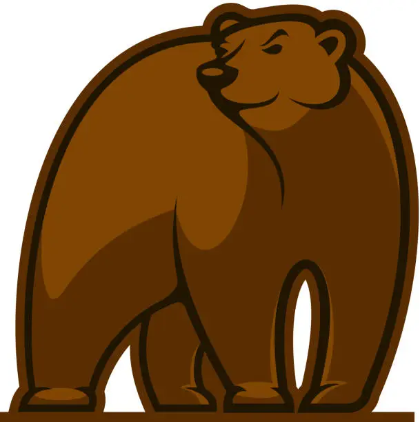 Vector illustration of Walking grizzly bear