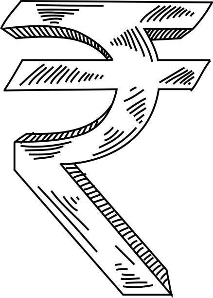 Rupee Symbol Drawing Rupee symbol in hand drawn style. rupee symbol stock illustrations