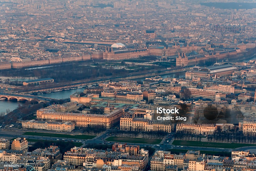 The Invalides and the 'Louvre' Photograph taken from the second floor of the Eiffel Tower. Orsay Stock Photo