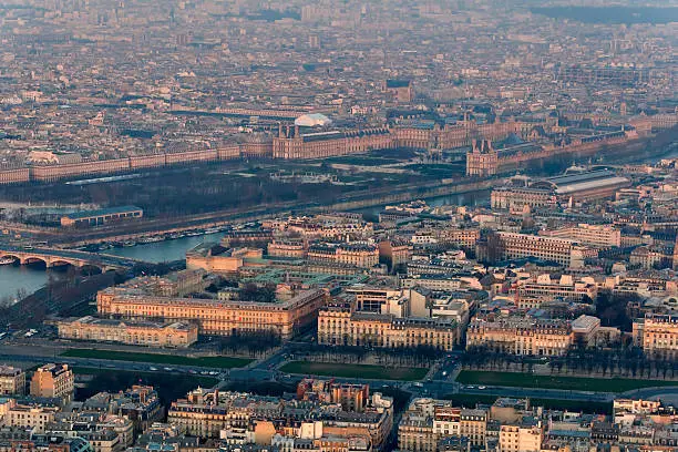 Photograph taken from the second floor of the Eiffel Tower.