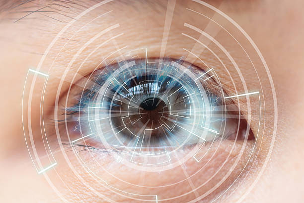 istock Close-up of woman's brown eye. High Technologies in the future 497809332