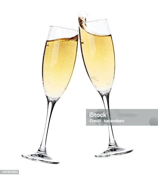 Cheers Two Champagne Glasses Stock Photo - Download Image Now - Champagne Flute, Celebratory Toast, Champagne