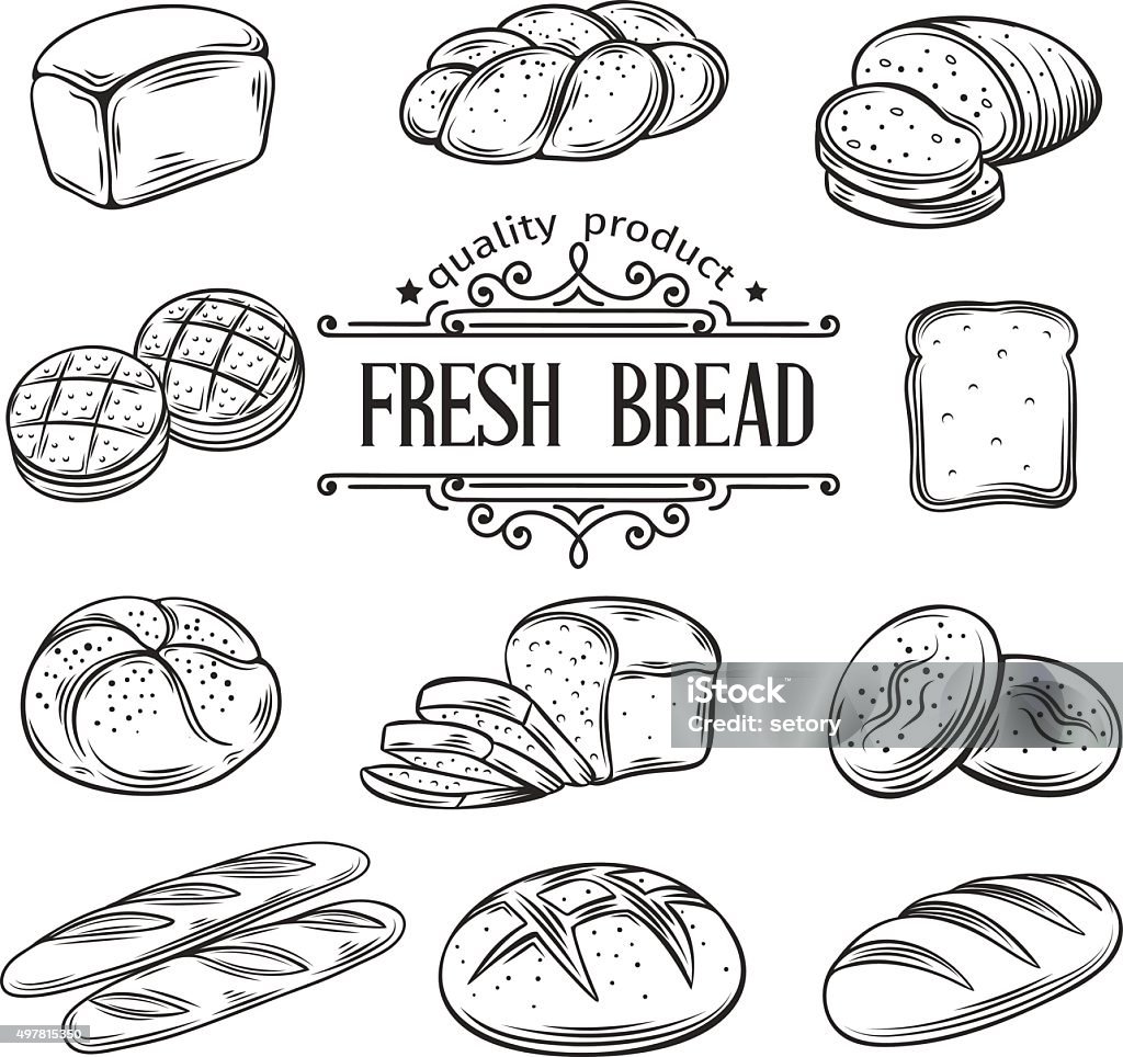 vector hand drawn decorative bread Hand drawn decorative bread bakery . Vector Illustration. Bread stock vector