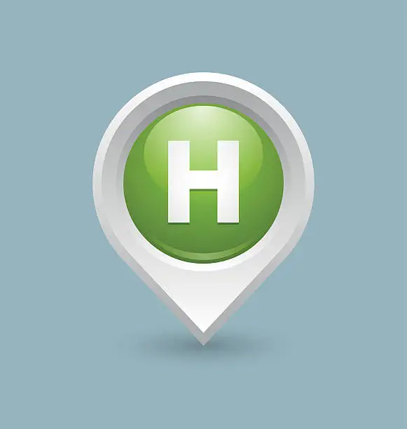 Vector illustration of Hospital or heliport pointer