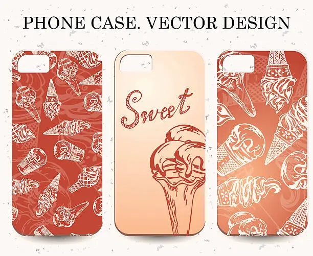 Vector illustration of Phone case. Vintage vector background.