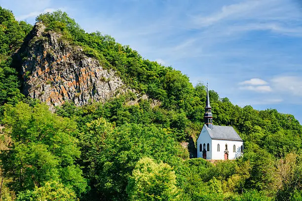 German Church On Rock In Ahrbruck, District Of Ahrweiler, In Rhineland-Palatinate, Germany.
