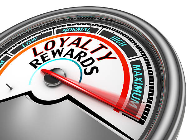 Loyalty rewards conceptual meter indicate maximum stock photo