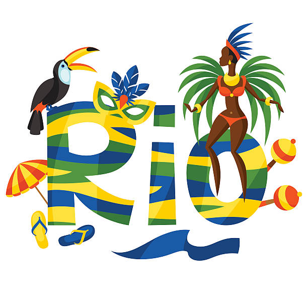 リオデザインのオブジェクトを白いバックグラウンド - samba dancing rio de janeiro carnival brazilian点のイラスト素材／クリップアート素材／マンガ素材／アイコン素材