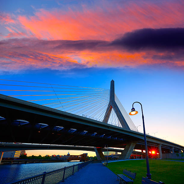 istock Boston Zakim bridge sunset in Massachusetts 497830654