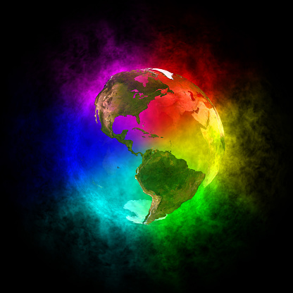 Rainbow planet Earth - America, Source of Earth textures - NASA