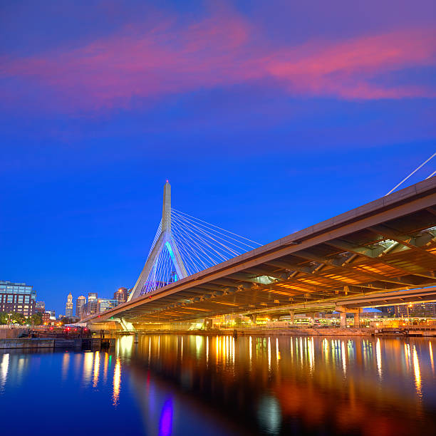 istock Boston Zakim bridge sunset in Massachusetts 497831248