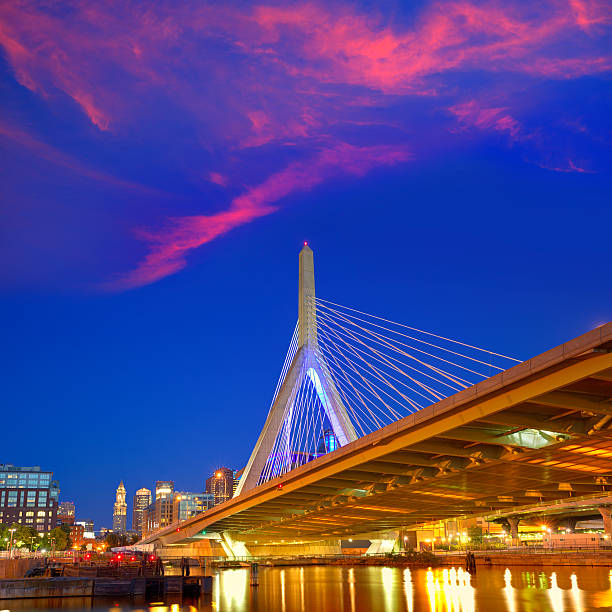 istock Boston Zakim bridge sunset in Massachusetts 497831334
