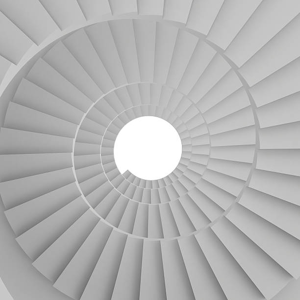 istock Four span spiral staircase. Top view. Abstraction 3d illustration 497832062