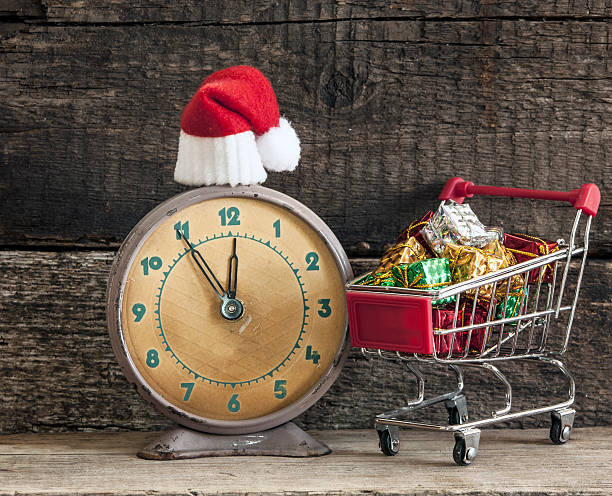 istock Christmas holiday background with Santa hat and decorations. 497832818