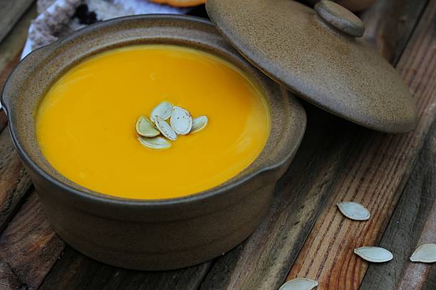 istock Pumpkin Soup with fresh creme 497833394