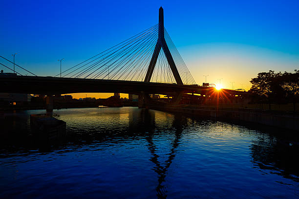 istock Boston Zakim bridge sunset in Massachusetts 497833646