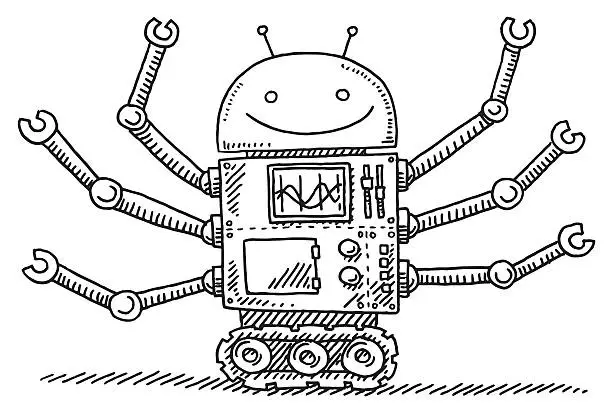 Vector illustration of Multi-Purpose Robot Drawing