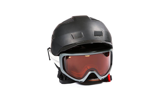 istock Black ski and snowboard helmet and glasses 497834918