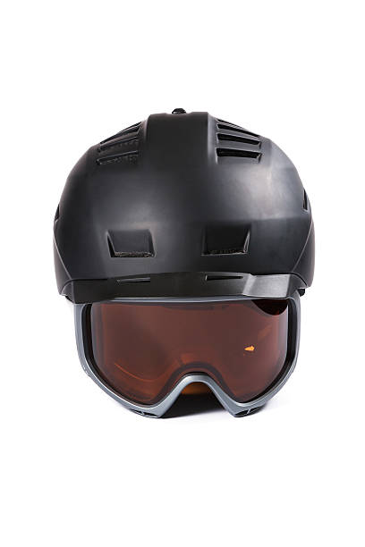 istock Black ski and snowboard helmet and glasses 497835044