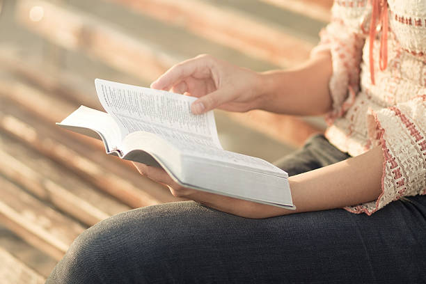 istock woman reading a book sitting on the bench 497838992