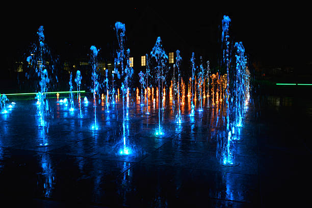istock Colourful fountain at night 497839106