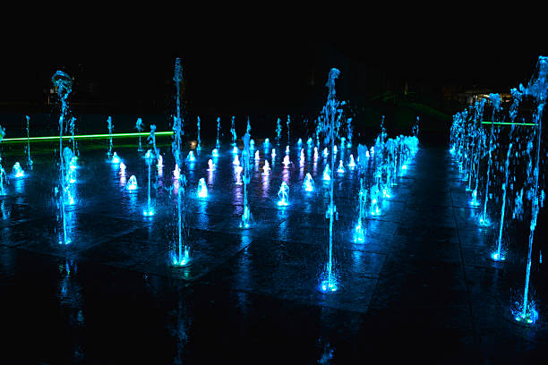 istock Colourful fountain at night 497840006