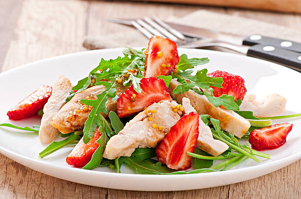 istock Chicken salad with arugula and strawberries 497847989