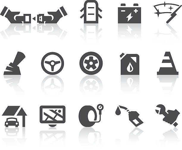 렌터카 아이콘/simple 블랙 시리즈 - gauge car motor vehicle seat belt stock illustrations