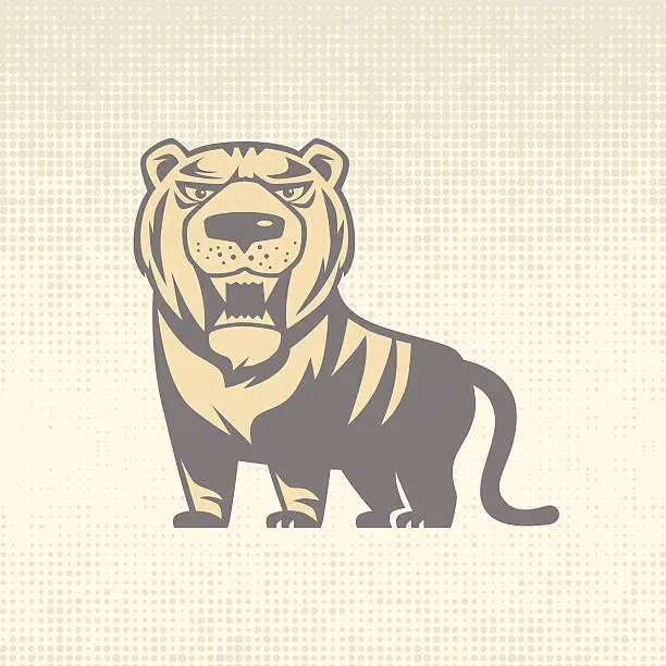 Vector illustration of angry tiger roaring