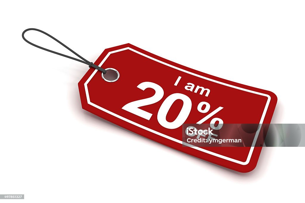 I am 20% off sale tag, 3d render Off - Single Word Stock Photo