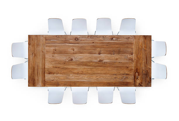 istock Large Brown Meeting Table with Twelve Chairs 497851699