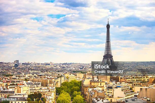 Eiffel Tower Landmark View From Arc De Triomphe Paris France Stock Photo - Download Image Now