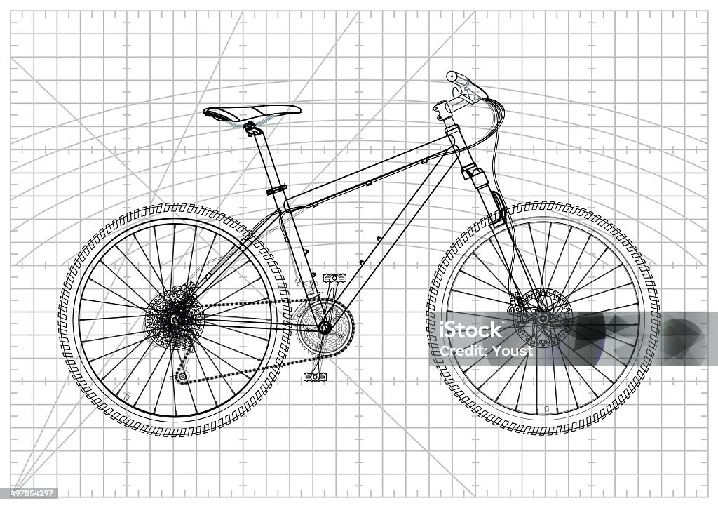 Bicycle Blueprint Mountain Bike Blueprint. Bicycle stock vector