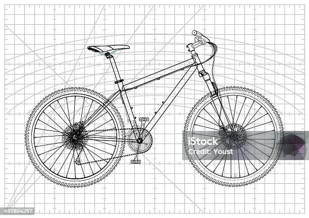 Bicycle Blueprint Stock Illustration - Download Image Now - Bicycle, Cycling, Mountain Bike