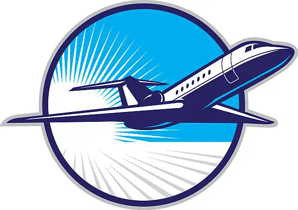 Vector illustration of Private Jet in Sky