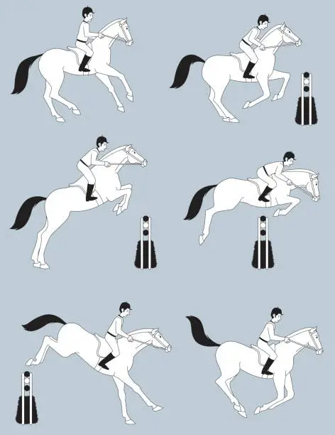 Vector illustration of Horsemanship Jumping Horse