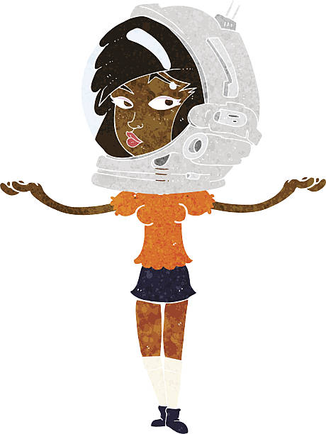 istock cartoon woman wearing space helmet 497854713