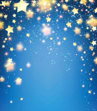 Blue background with stars. Vector paper illustration.