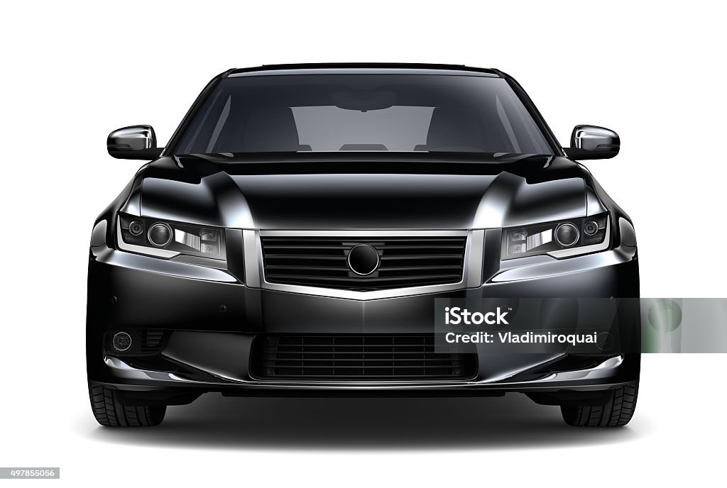 Generic black car - front view isolated Generic black car  on white background Car Stock Photo
