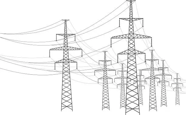 Vector illustration of power lines