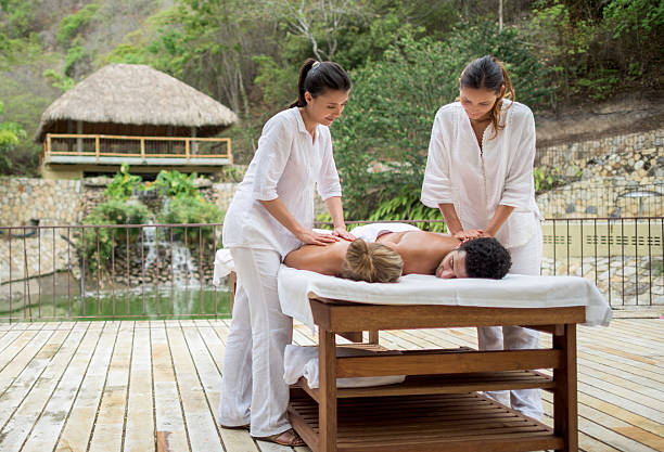 istock Couple relaxing at the spa 497856508