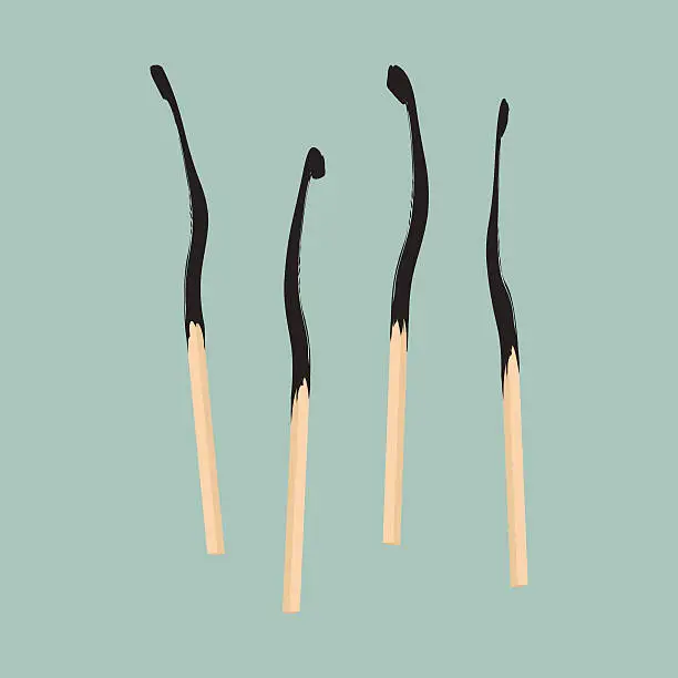 Vector illustration of Burnt matches.