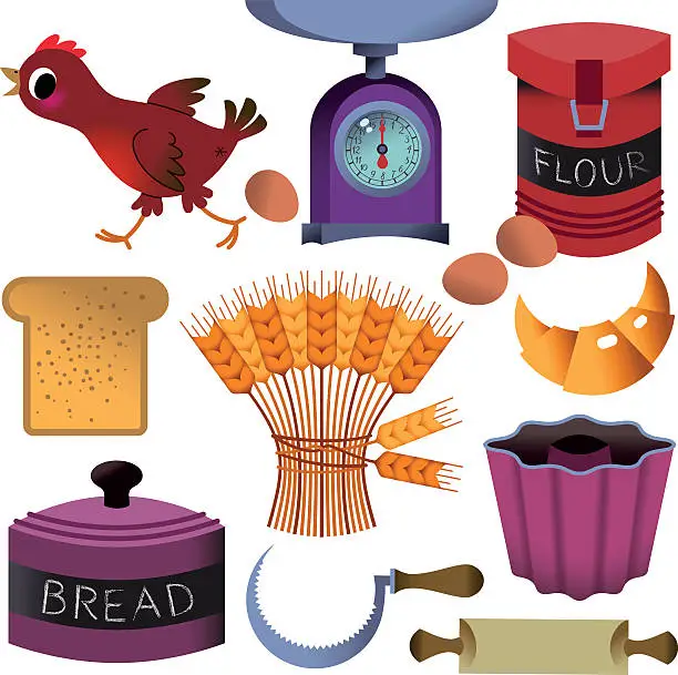 Vector illustration of Bread and bakery Illustration.