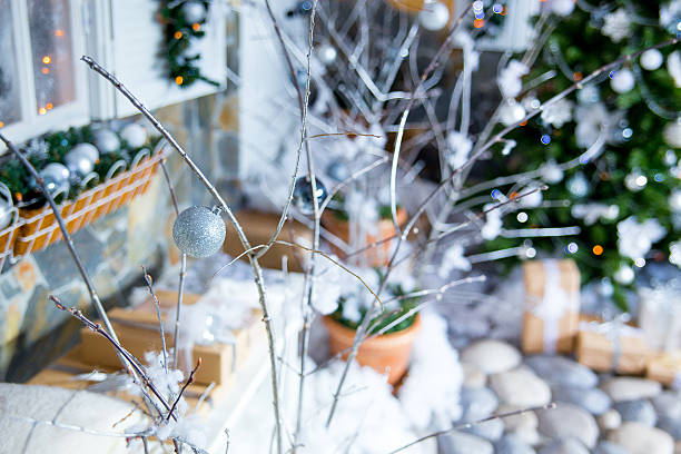 istock Christmas fir-tree in white flowers 497860358